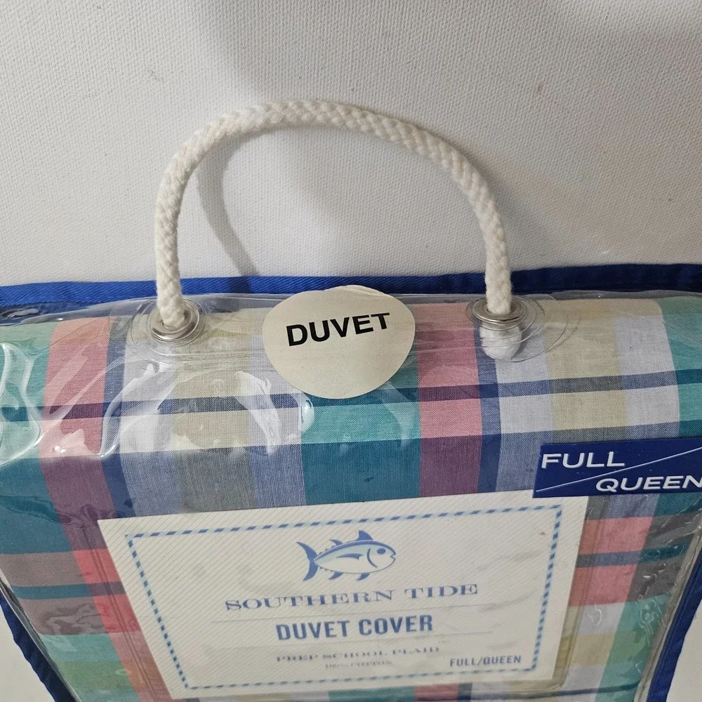 Southern Tide Prep School Plaid Full/Queen Duvet Cover 100% COTTON